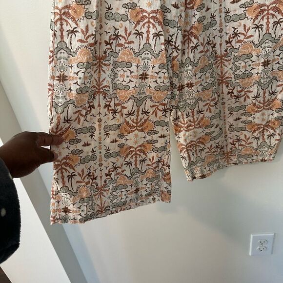 Tahari TropicalPrinted Linen Wide Leg Pants M - Picture 3 of 6